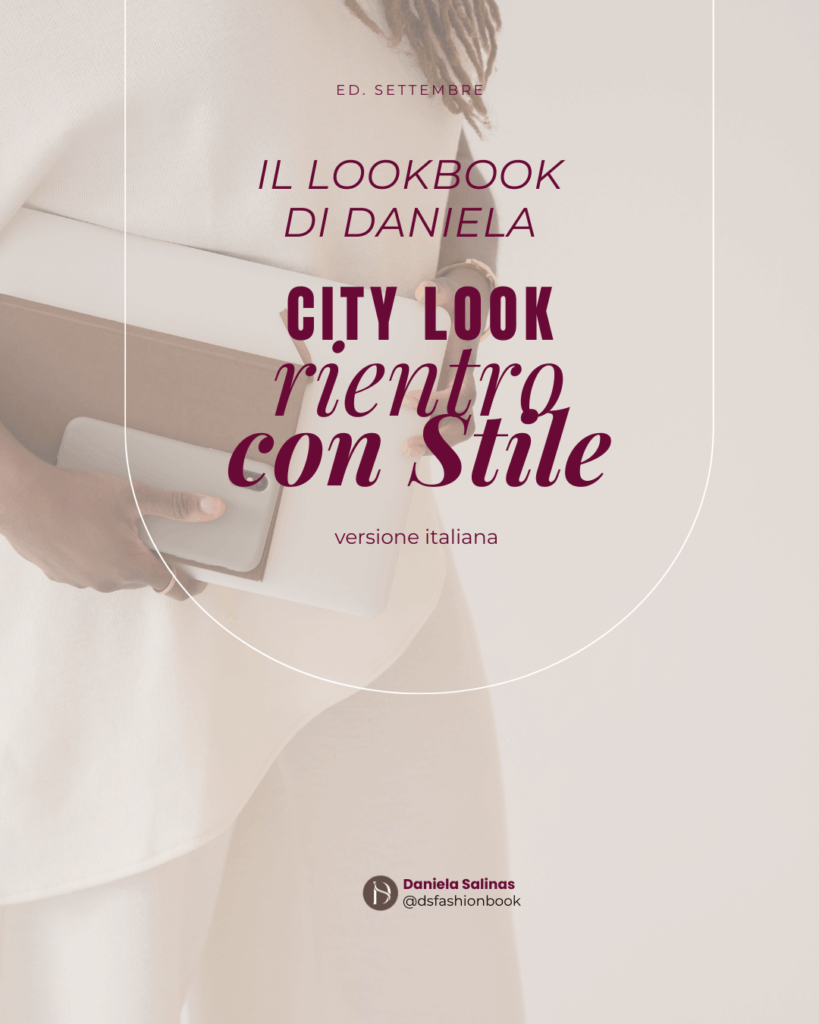 Un outfit essenziale e raffinato, perfetto per interpretare con stile il rientro in città. Il bianco luminoso del look comunica eleganza e versatilità, mentre il dettaglio della clutch aggiunge carattere e personalità. Questa immagine anticipa l’atmosfera del City Look – Edizione Settembre: 30 proposte di outfit pensate per ogni giorno del mese, con spunti pratici e ispirazionali per affrontare la vita urbana con sicurezza e autenticità.
Acquista ora l’eBook digitale e scopri come trasformare ogni look in un’espressione coerente della tua immagine.